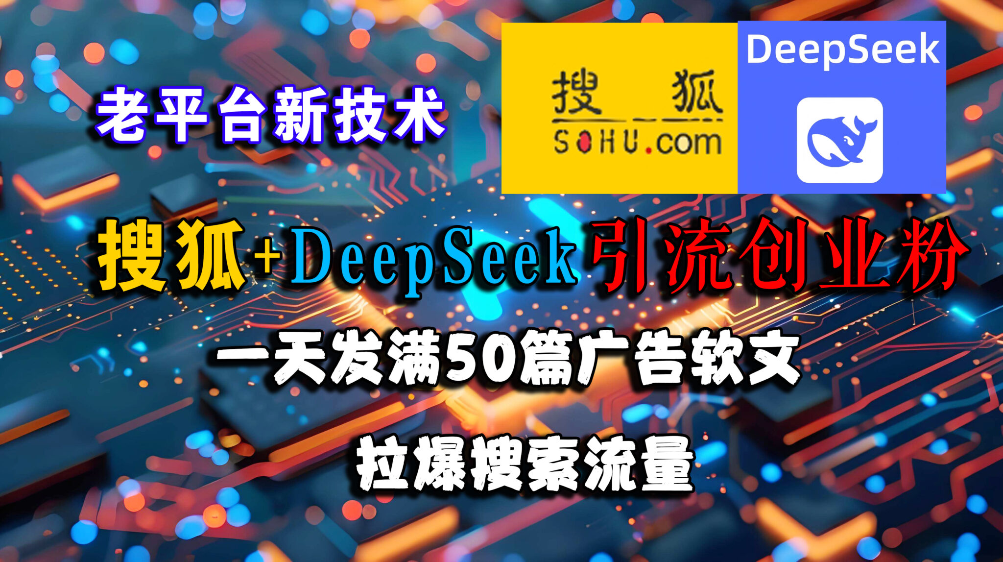 (6.22)搜狐+DeepSeek引流创业粉，老平台新技术 一天发满50篇广告软文，拉爆搜索流量